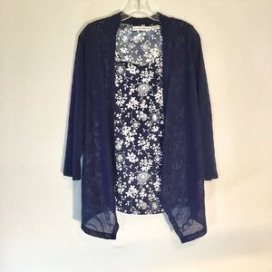 🛍Sag Harbor Woman’s Tops Large Navy & White 2 Pc.